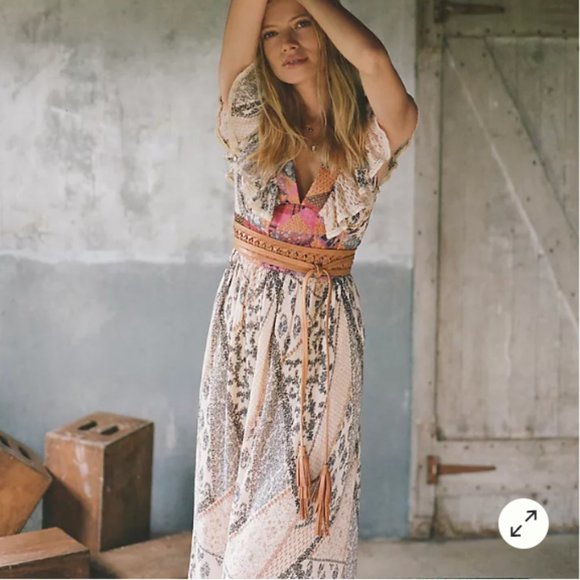 Anthropologie Let Me Be Quilted Ruffle Patchwork Maxi Dress S - Picture 3 of 9